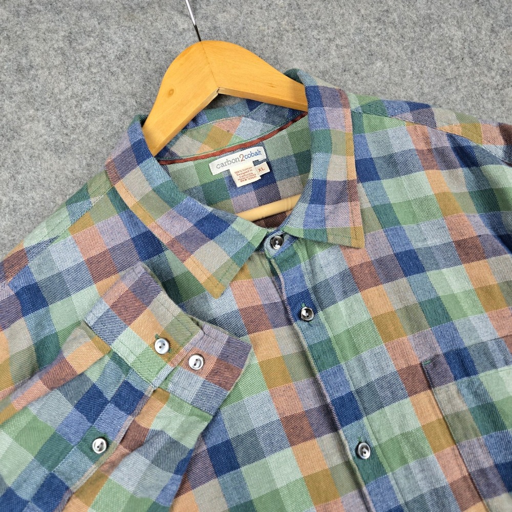 Carbon2Cobalt Plaid Shirt Mens XL Multicolor Cotton Long Sleeve Button Down